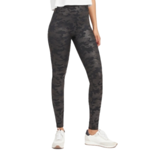 Spanx Faux Leather Black Camo Leggings